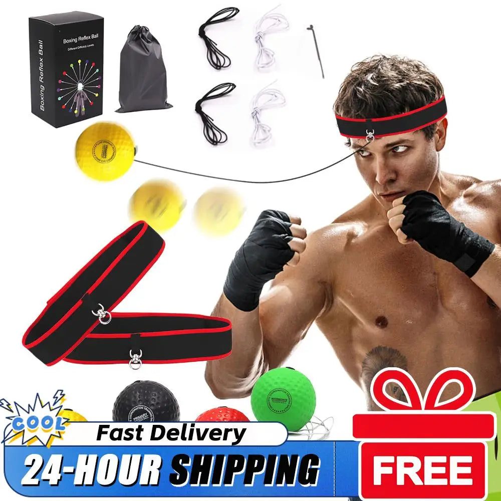 Boxing Reflex Ball Boxing Balls w/ Headband Punching Speed Fight Skill and Hand Eye Coordination Training Martial Arts Supplies