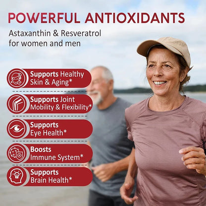 Premium Natural Astaxanthin Supplement, Support Blood Flow, Reduces Oxidative Stress & Healthy Cholesterol, Overall Vitality