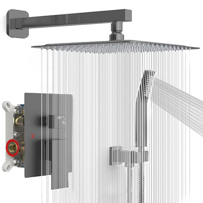 Chrome Shower Faucet Set Rainfall 12 Inch Concealed Shower System Wall Mounted Rainfall Bathroom Shower Tap With Handshower Set