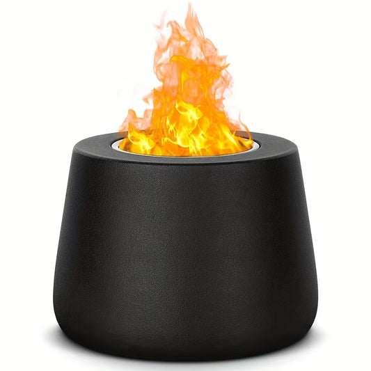 Portable Tabletop Metal Stove, Cylinder Fire Pit - Cast Iron/Ceramic Indoor/Outdoor Fireplace, Low Smoke Burning System