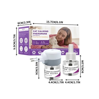 Pet Calming Diffuser with 2PCS Soothing Liquid 3 In1 Pet Pheromones Pet Relief Stress Anxiety Reduce Aggression Barking 48ml/Pc