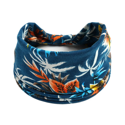 Boho Headbands Wide Knot Hair Scarf Floral Print Hairband Stretch Turban Headwrap Cotton Head Band Fashion Accessories for Women