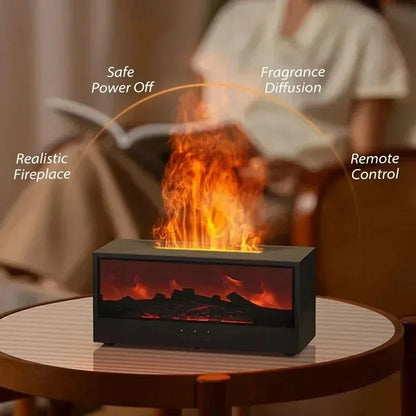 Simulated 3D flame aromatherapy machine, essential oil humidifier, color atmosphere lighting with remote control, holiday gift