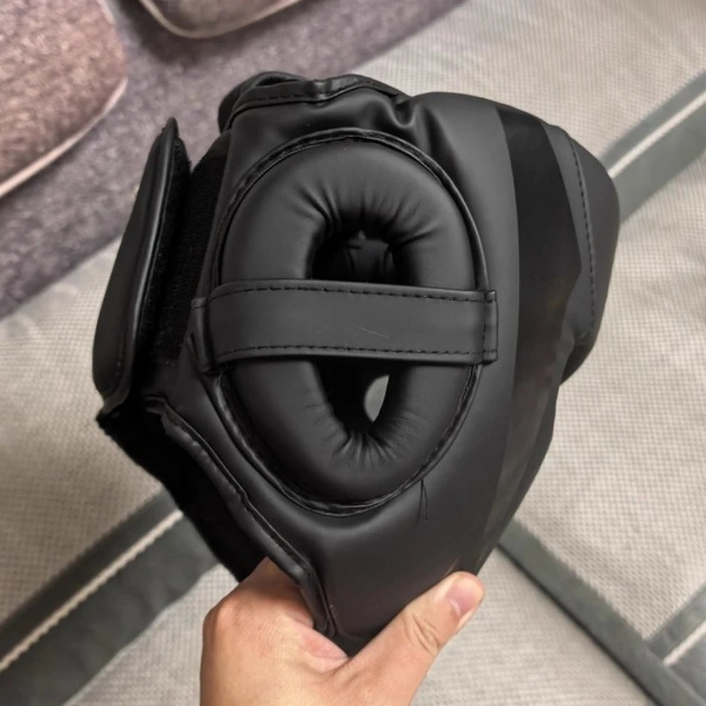 Boxing Headgear Black MMA Training Adjustable Padded Karate Muay Thai Headgear Kickboxing Sparring Martial Arts Karate Taekwondo