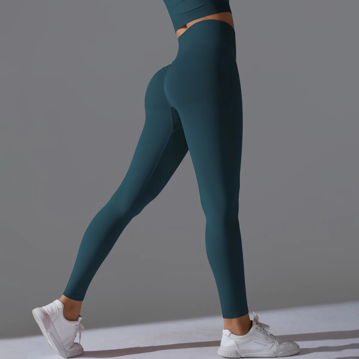 Women Solid Color Gym Leggings High Waist Scrunch Sports Fitness Leggins Outdoor Yoga Tights Butt Lifting Nylon Workout Pants
