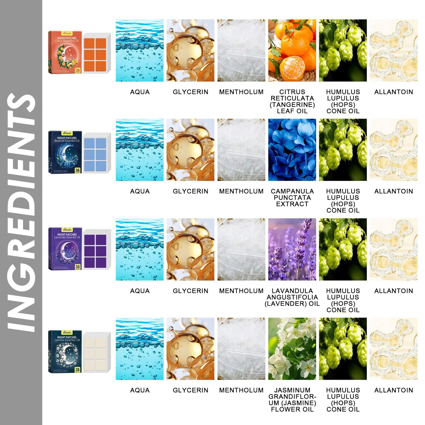 Sleep Care Patch Improves Sleep Quality Soothes Nerves Jasmine Lavender Citrus Bluebell Scent Lightweight & Portable Sleep Patch