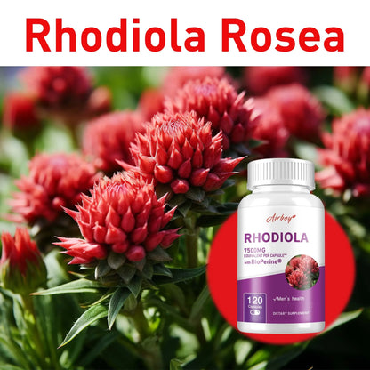 Rhodiola Supplement 7500mg - Natural Adaptogens, Relieves Stress,Improves Energy and Focus - 120 Capsules