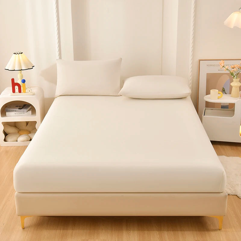 Solid Fitted Sheet 100% Polyester Soft Comfortable Breathble Bedding Set  for Home Bed Mattress (No Pillowcase）