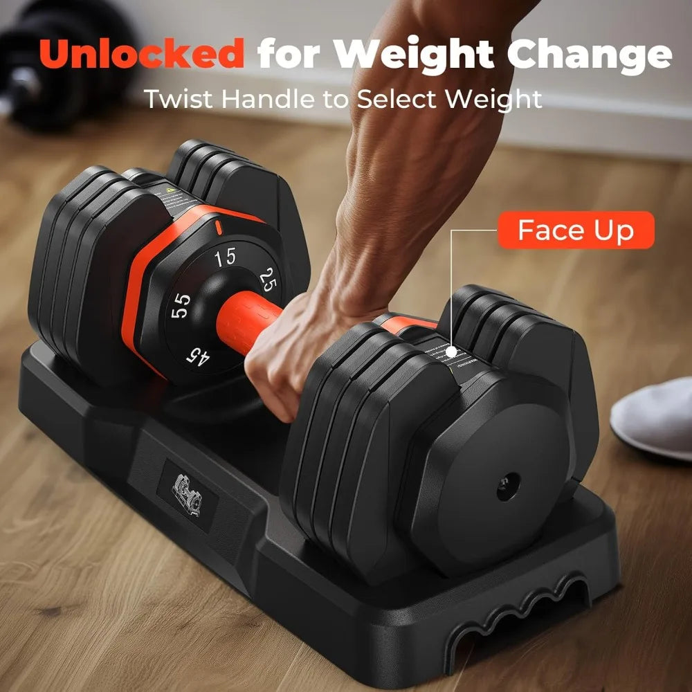 Adjustable Dumbbell Set of 2, 110LB/50LB Weights Dumbbell Set for Home Gym Exercise & Fitness, Fast Change Weights, Customized