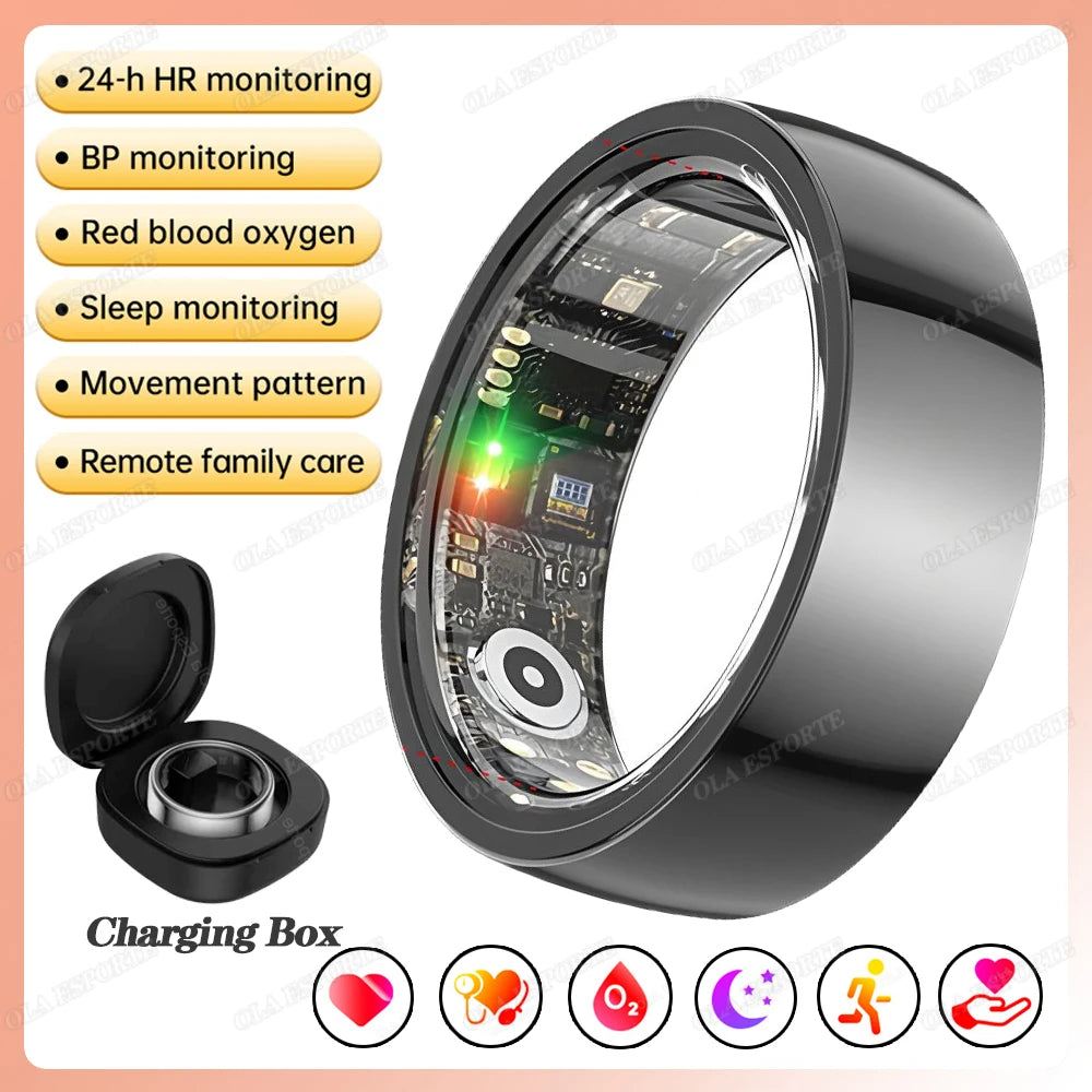 2025 New Smart Ring Heart Rate/Health Sleep Monitor Multi Sport Modes IP68 & 10ATM Waterproof Use Time 3 Days Rings Gift For Man