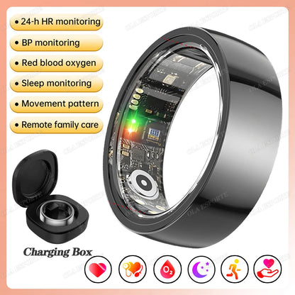 2025 New Smart Ring Heart Rate/Health Sleep Monitor Multi Sport Modes IP68 & 10ATM Waterproof Use Time 3 Days Rings Gift For Man