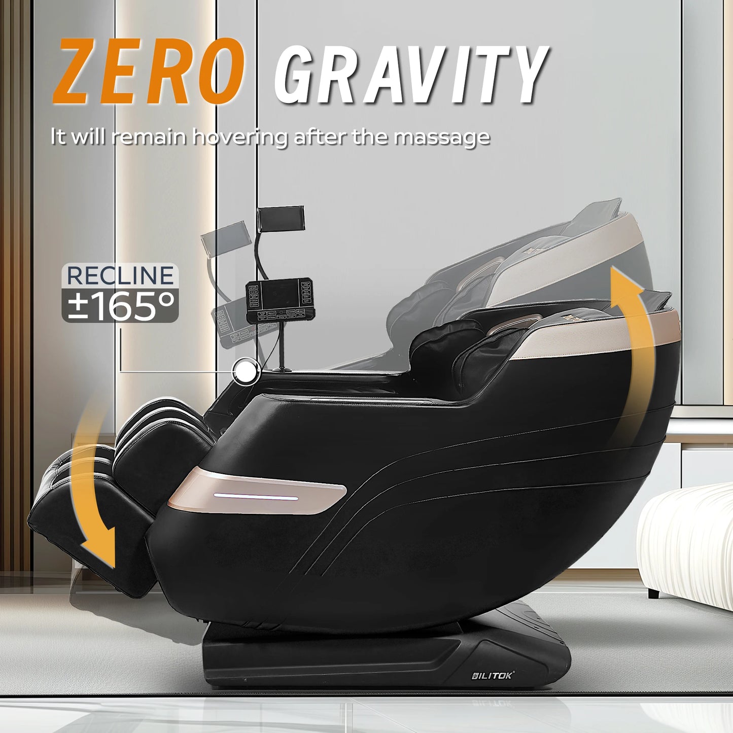 Massage Chair Recliner, Full Body Zero Gravity, Heating, Bluetooth Speaker, Phone Stand, Foot Roller