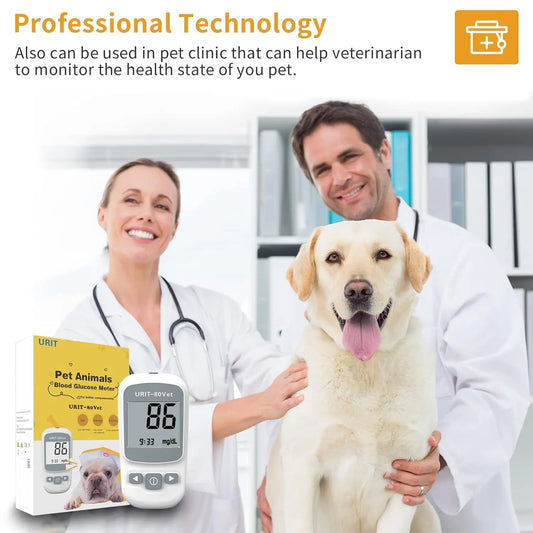 Glucose Monitoring Kit for Dogs & Cats, Pet Blood Sugar Monitor with Pain-Free & Easy Shuttle, No-Coding Kits with 50 Strips