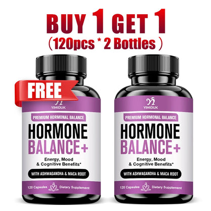 Buy 1 Get 1 Free! Hormone Balance Supplement, for Balances Estrogen, Stress Relief, Boosts Energy & Mood, Metabolism, Vegan