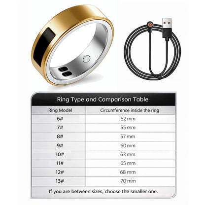 Smart Ring with Vibration Reminder, Call & Message Notification Ring, Silent Alerts, Health Tracking, Stress & Heart Rate