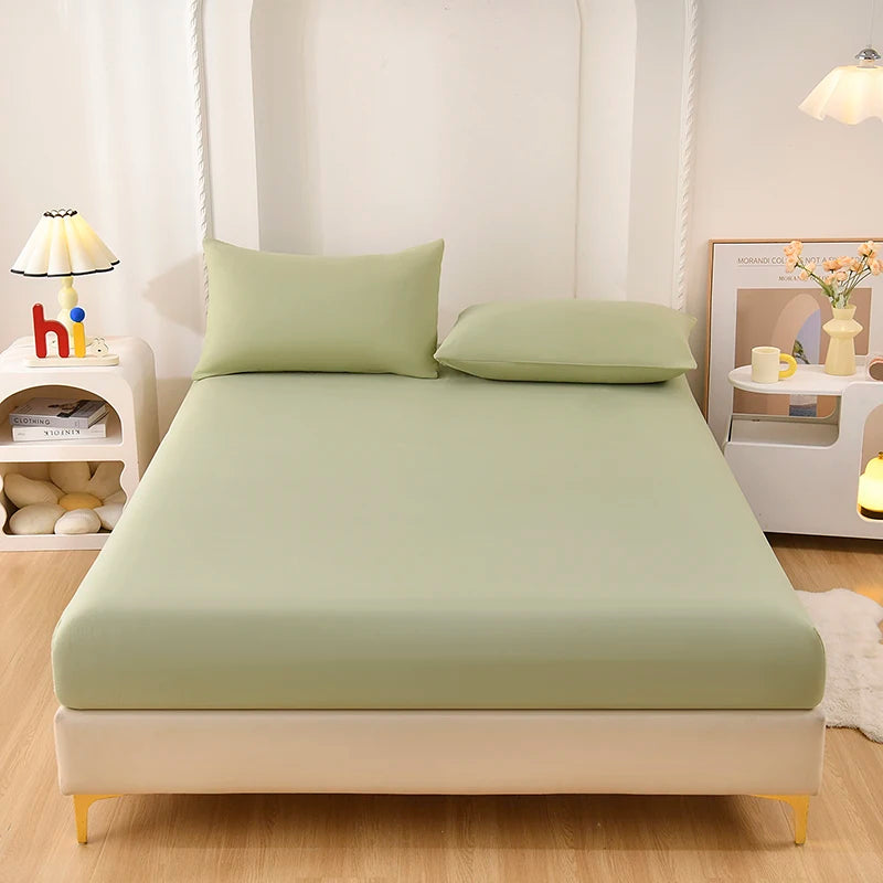 Solid Fitted Sheet 100% Polyester Soft Comfortable Breathble Bedding Set  for Home Bed Mattress (No Pillowcase）