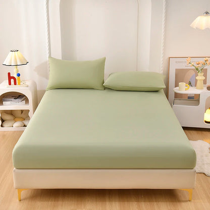 Solid Fitted Sheet 100% Polyester Soft Comfortable Breathble Bedding Set  for Home Bed Mattress (No Pillowcase）