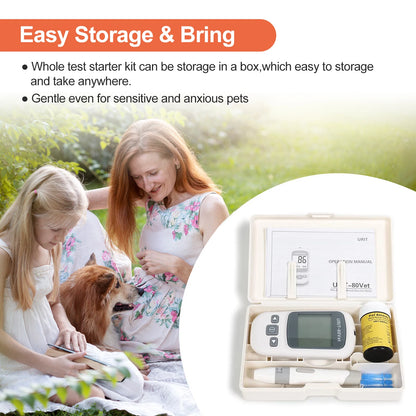 Glucose Monitoring Kit for Dogs & Cats, Pet Blood Sugar Monitor with Pain-Free & Easy Shuttle, No-Coding Kits with 50 Strips