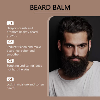 Beard Balm For Men 60g Conditioning Softener With Jojoba Oil and Vitamin E Tames Frizz Promotes Healthy Growth Mustache Grooming