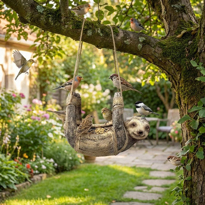 Sloth Bird Feeder Outdoor Hanging Bird Feeder Pendant Decoration Bird Bathtub Garden Courtyard Decoration Current Feeder