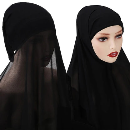 Stylish Muslim Women Bonnet with Rope Shawl Convenient Elastic Underscarf Islam Inner Hijab Cover Headwrap N58F
