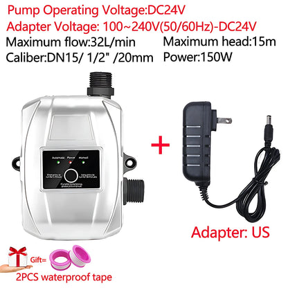 Shower Booster Pump Brushless Water Pump 15m 24V MaxFlow:32L/min Automatic Pressure Controller Household Booster Water Heater