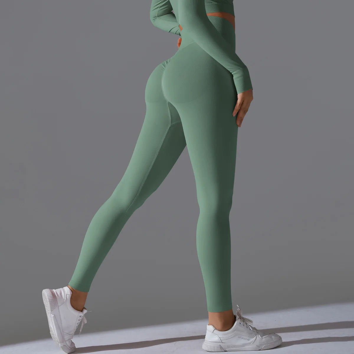 Women Solid Color Gym Leggings High Waist Scrunch Sports Fitness Leggins Outdoor Yoga Tights Butt Lifting Nylon Workout Pants
