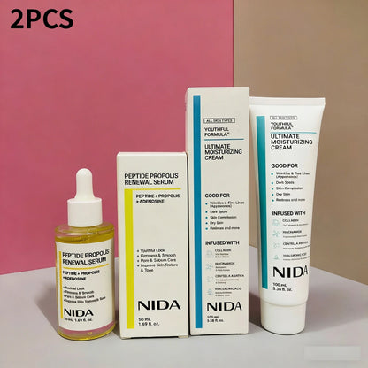 Korea NIDA Skin Care Kit - Ultimate Moisturizing Cream, Retinol Probiotic Eye Cream, TXA Renewal Essence, For All Skin Types