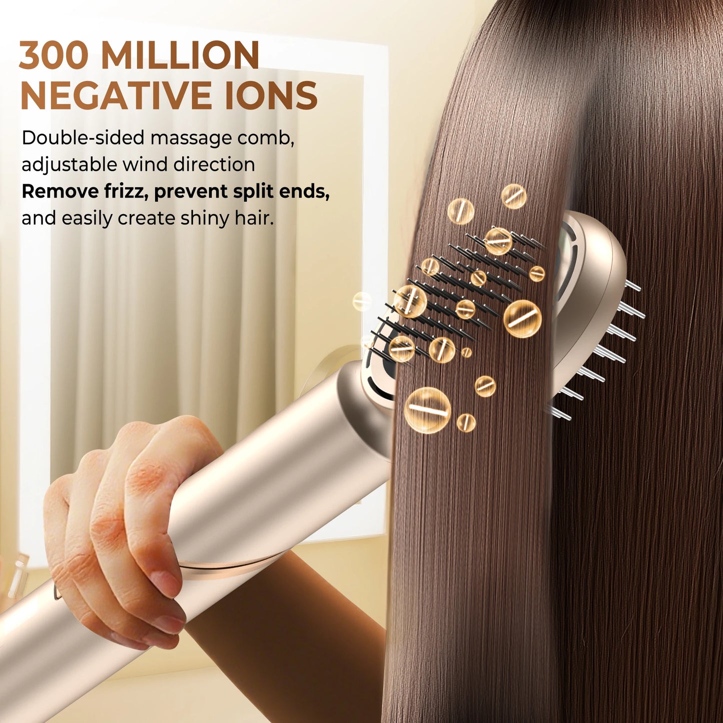 8 in 1 Hair Dryer Brush High Speed Brushless Blow Dryer Negative Ionic Hair Heating Brush Hot Air Styling Comb Hair Curler