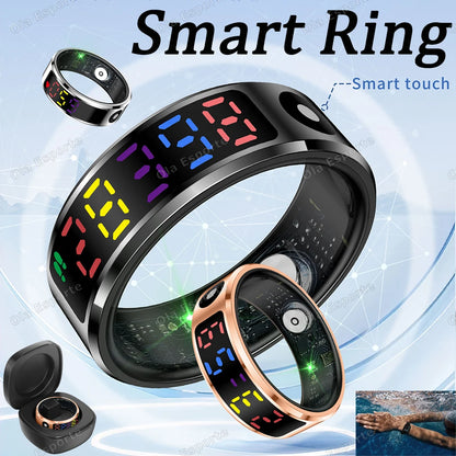2025 New SR08 Smart Ring LED Display Screen Heart Rate Gesture Sweep Video Sleep Monitor 5ATM Waterproof Fitness Tracker Rings