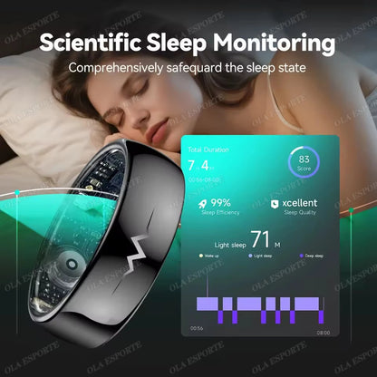 New ECG Smart Ring Heart Rate Blood Pressure Oxygen Body Temperature Sleep Monitoring Rings Waterproof Fitness Sports smartring