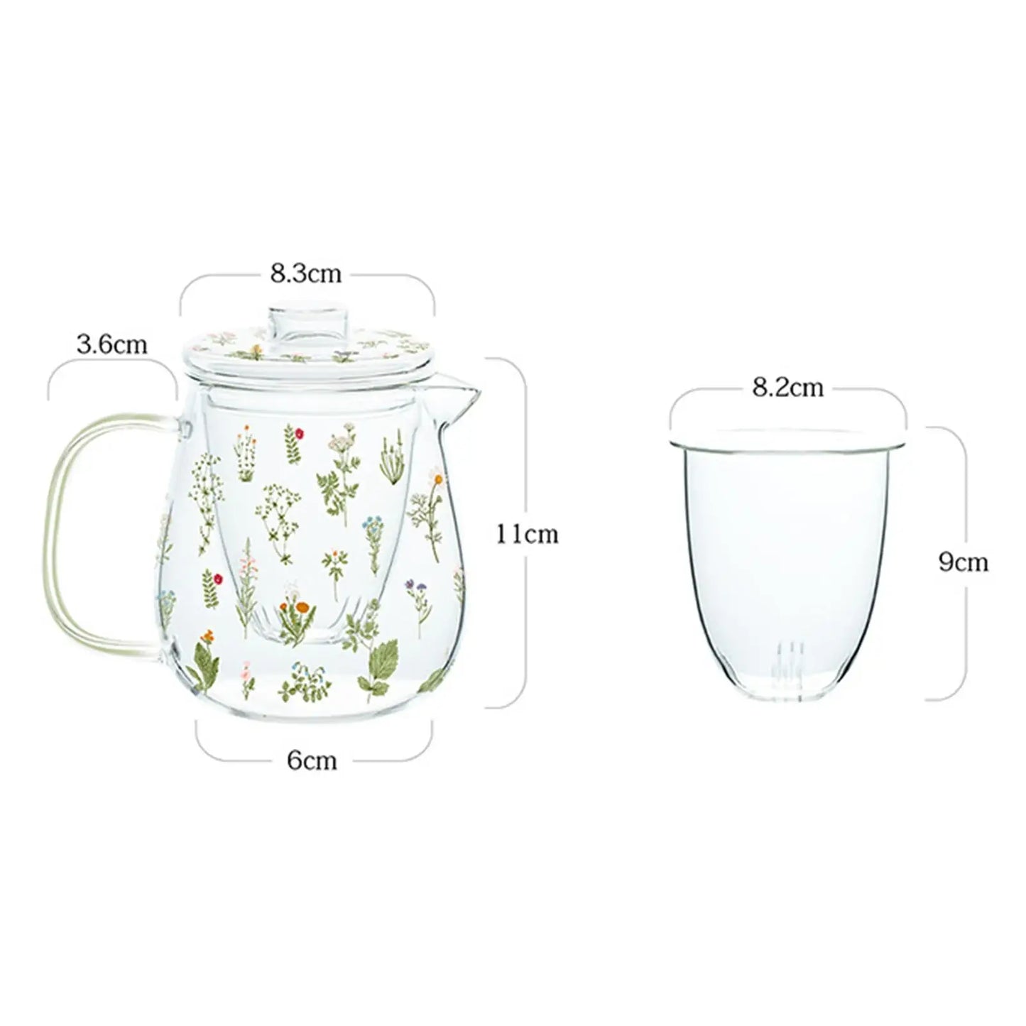 Tea Blooming Teapot Transparent with Tea Strainer Tea Kettle Loose Leaf Teapot for Home Birthday Party Anniversary Gift