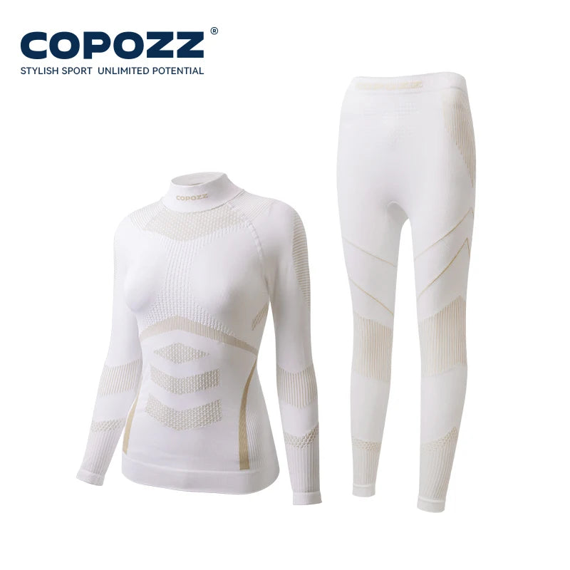 COPOZZ Women Men 3A Antimicrobial Ski Thermal Underwear Fitness Workout Gym Snowboard Sport Pressure Supports Warm Long Johns
