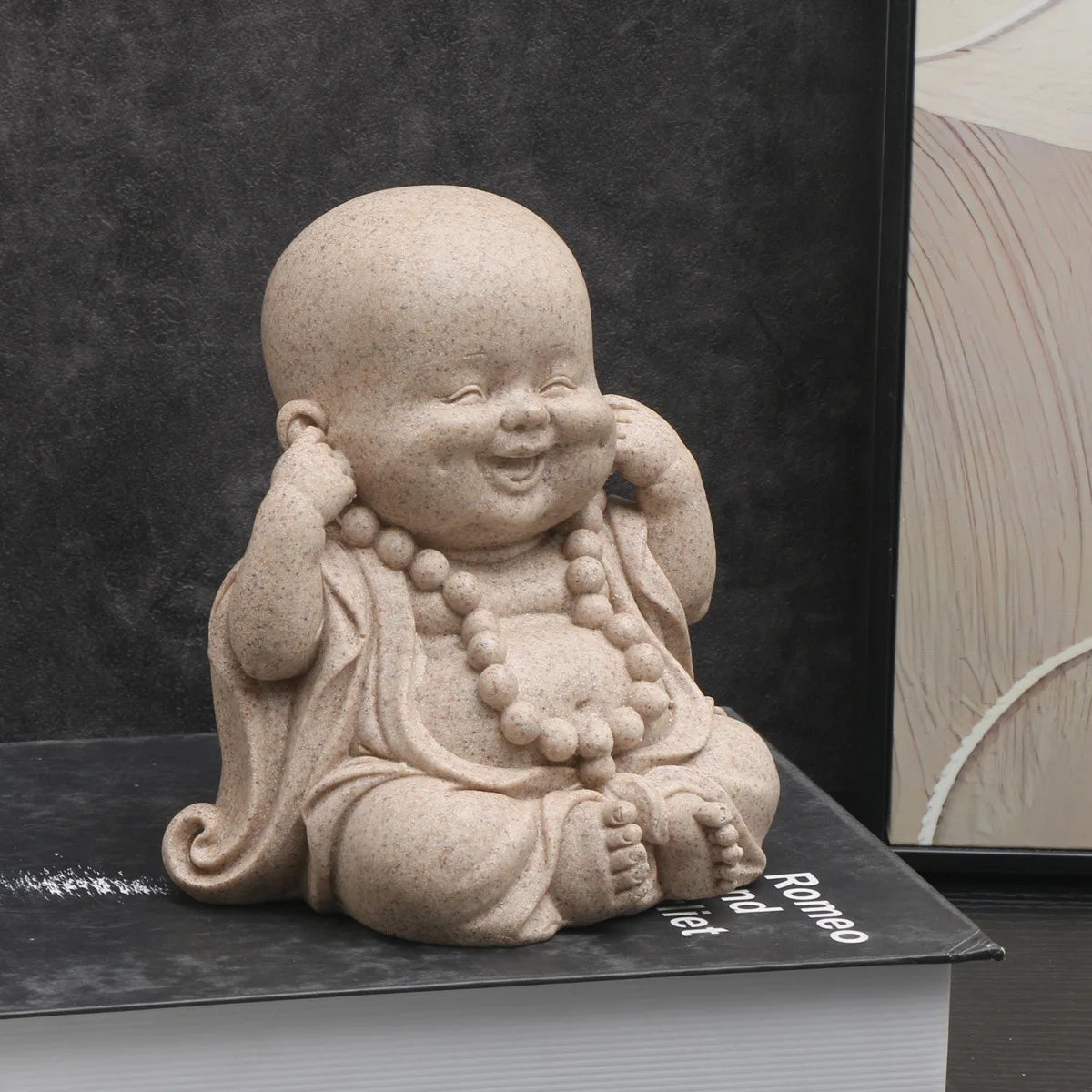 Vilead Three Wise Monks Figurines Buddhist Statue Buda Sculpture Cute Laughing Buddha Meditation Zen Ornament Feng Shui Wealth