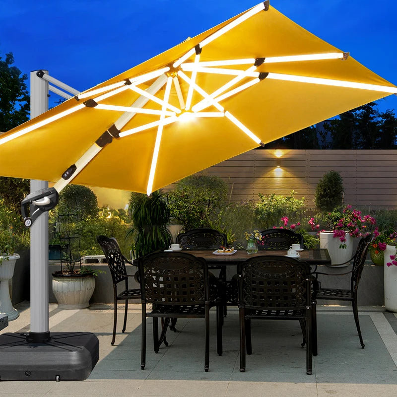 Patio Umbrella10ft Cantilever  Modern Style Aluminum Frame Wind Resistant Garden Umbrellas With 360°Rotation Parasols Outdoor