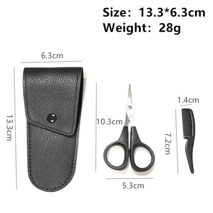 Mens Beard Grooming and Trimming Kit Beard Eyebrow Nose Hair Scissors Comb Facial Trimming  Facial Beard Cleaning Tool