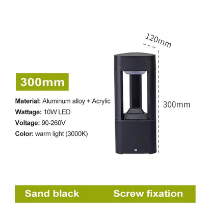 Outdoor LED Bollard Landscape Light Black Garden Pathway Lighting Fixtures Floor Lawn Lamp for Pillar Driveway Patio Yard Decora