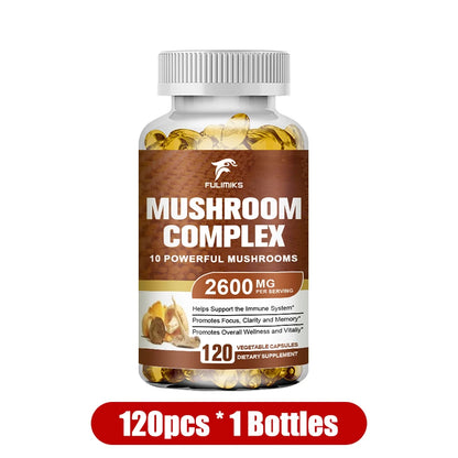 Buy 1 Get 1 Free! Organic Mushroom Complex Supplement, Adaptogenic Blend for Immune Support, Brain Focus & Natural Energy