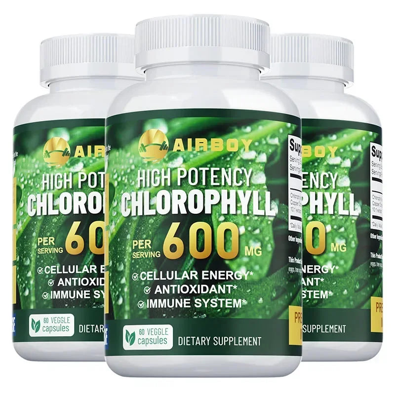 Chlorophyll Supplement 600mg - Supports The Immune System, Reduces Body Odor and Bad Breath, Boosts Energy, Antioxidant