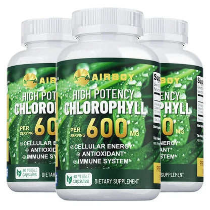 Chlorophyll Supplement 600mg - Supports The Immune System, Reduces Body Odor and Bad Breath, Boosts Energy, Antioxidant