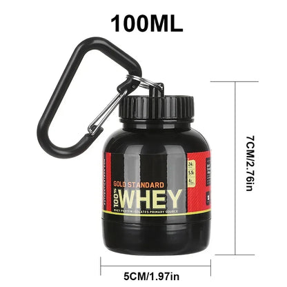 100/200ml Portable Protein Powder Supplement Container Lightweight Leakproof Storage Bottle