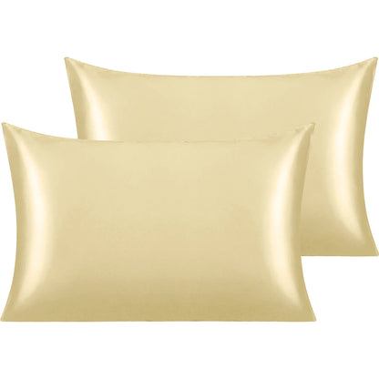 Satin Pillowcase for Hair and Skin Care Standard Queen Washable Pillow Covers Set of 2 with Envelope Closure Gifts for Women Men