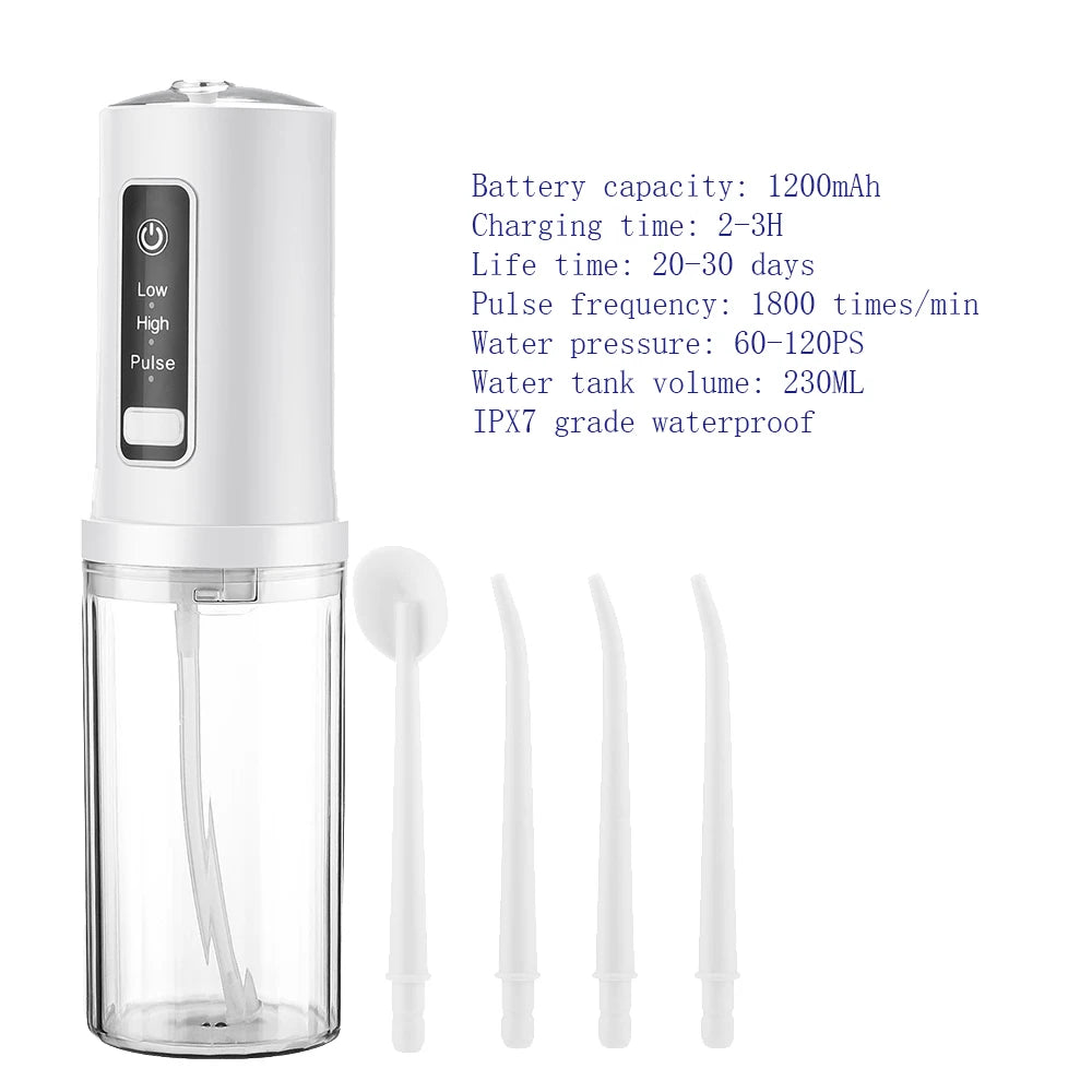 Electric Portable Oral Irrigator Cordless Water Flosser Teeth Pick for Home Travel Teeth Whitening Oral Care 1500rpm Water Jet