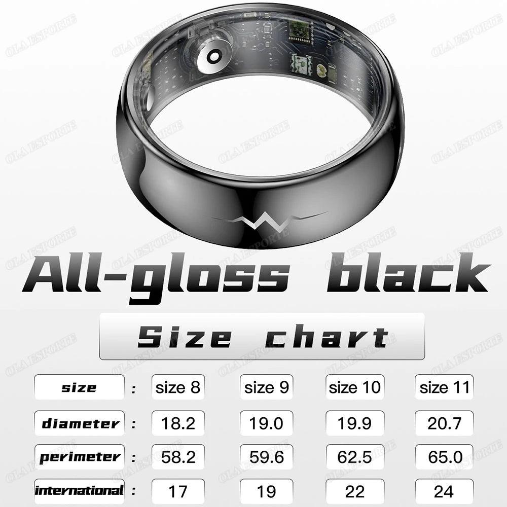 New ECG Smart Ring Heart Rate Blood Pressure Oxygen Body Temperature Sleep Monitoring Rings Waterproof Fitness Sports smartring
