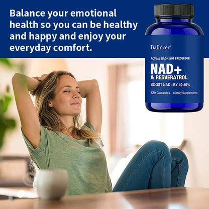 NAD Supplements - with Resveratrol,Support Cell Regeneration Natural Energy Focus and Memory,Anti-aging Capsules