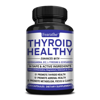 Thyroid Support Supplement for Women and Men, with Iodine, Zinc, B12, Ashwagandha and L-Tyrosine, Supports Energy and Metabolism
