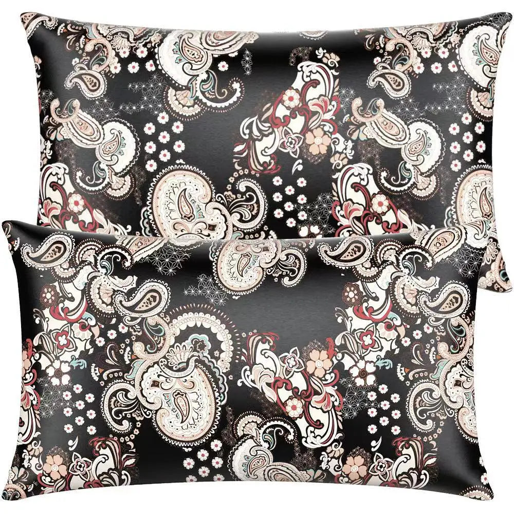 Satin Pillowcase for Hair & Skin, Grey Leopard Printed Pillow Cases Set of 2, Silk Satin Pillow Covers with Envelope Closure