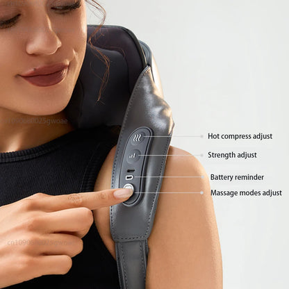New Neck Shoulder Massager Deep Tissue Shiatsu Back Massagers with Heat for Pain Relief Kneading Beating Muscles Massage
