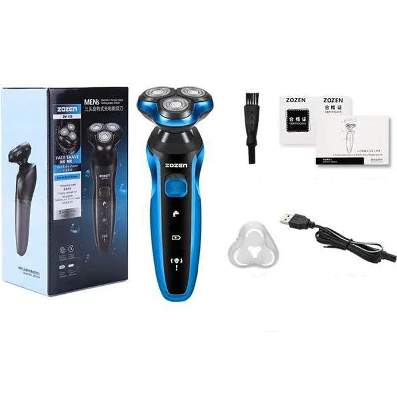 ZOZEN Electric Razor Electric Shaver Body Hair Cutting Shaving Machine for Men Clipper Rotary Beard Trimmer 100% Waterproof