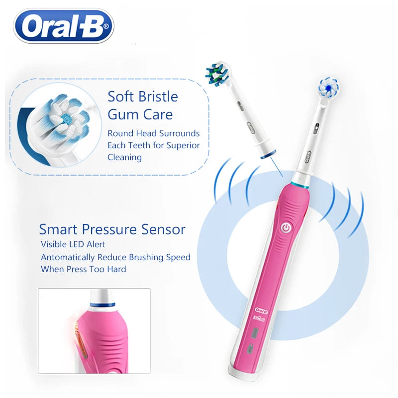 Oral B Electric Sonic Toothbrushes 3D Rotation Teeth Daily Whitening Gum Care Smart Pressure Sensor Rechargeable Waterproof